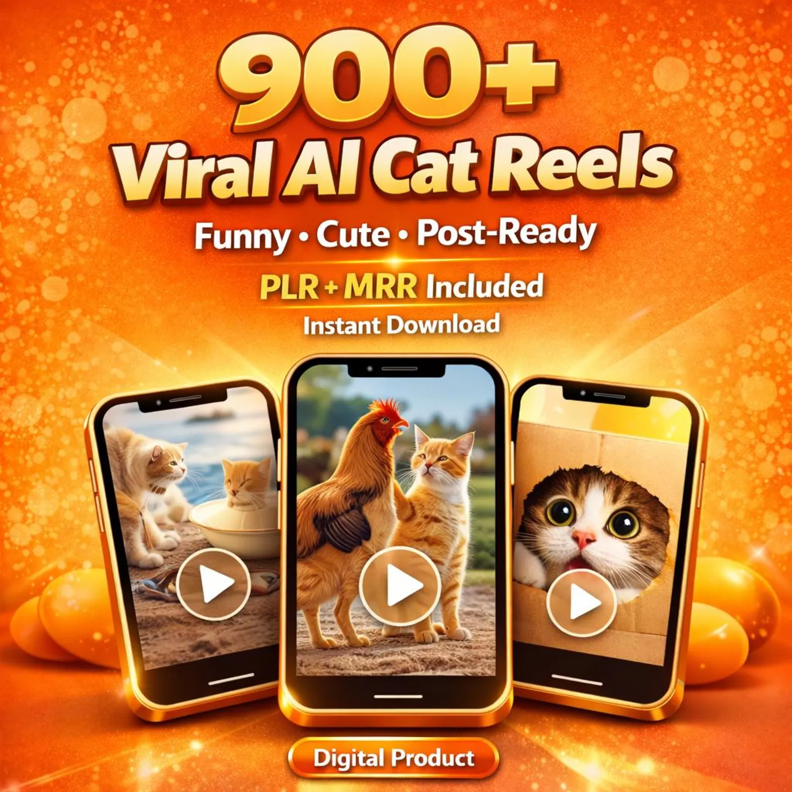 900+ AI Cat Reels Plr Mrr Funny Viral Bundle